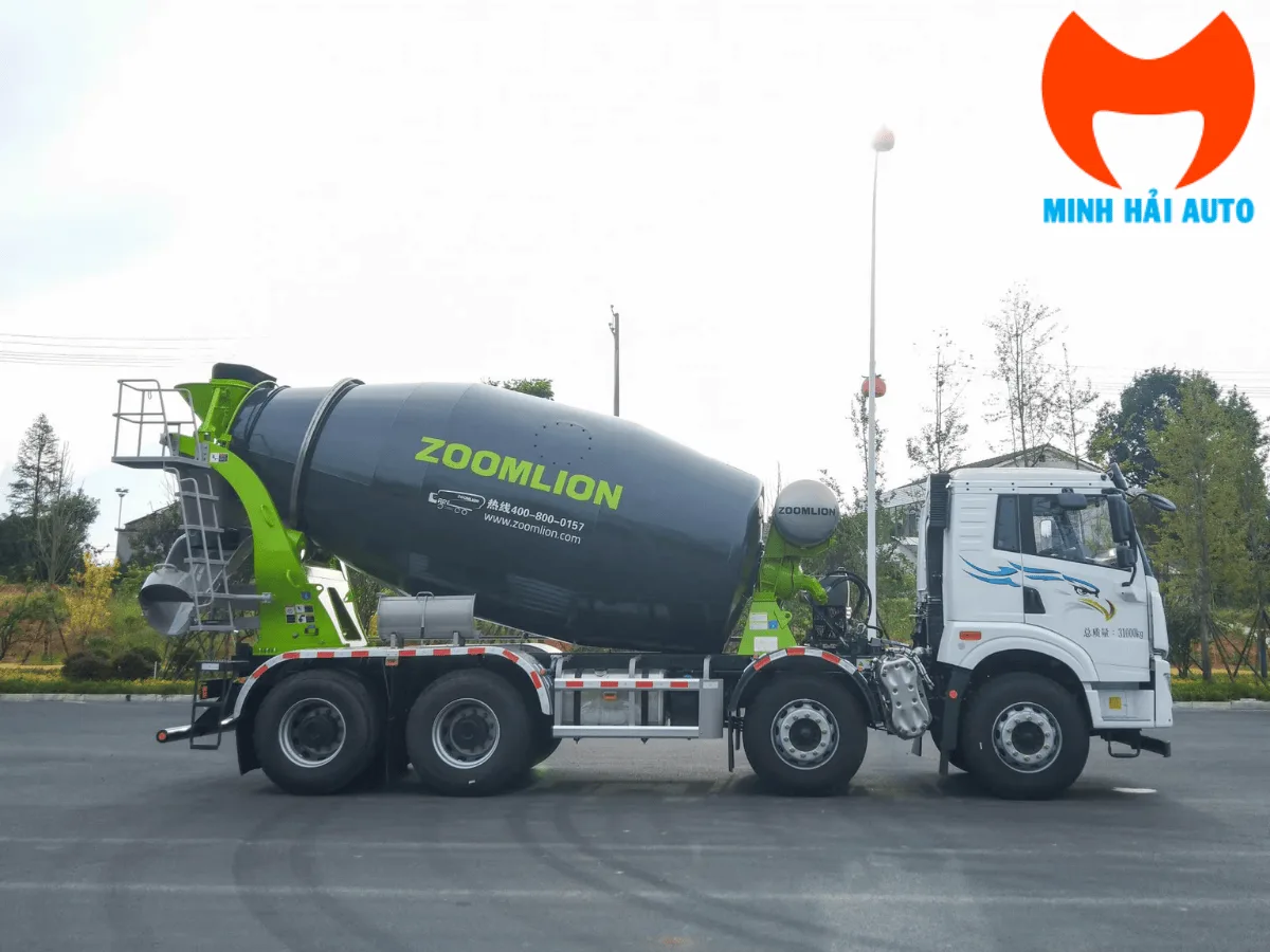 Xe trộn bê tông điện Zoomlion được giới thiệu với cấu hình bồn 10 khối