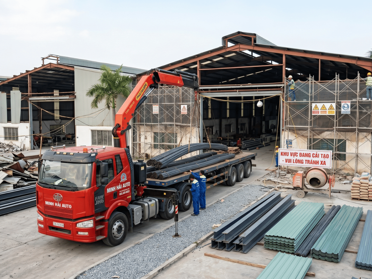 Xe đầu kéo lắp cẩu gập palfinger 12 tấn