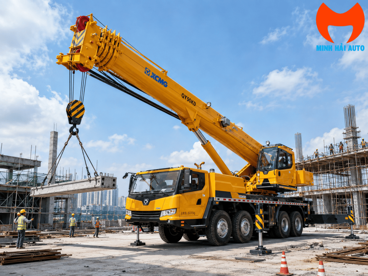 Xe cẩu bánh lốp XCMG 50 tấn