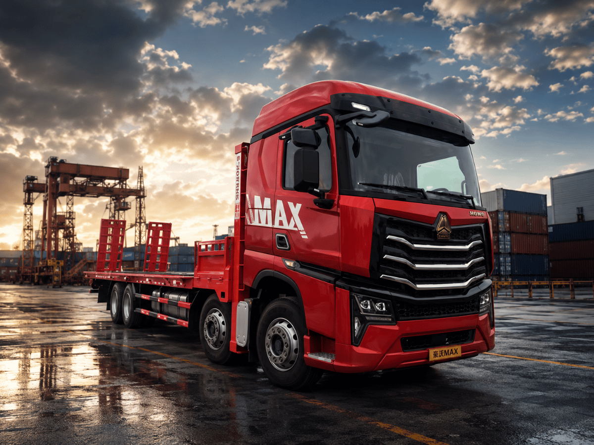 Xe nâng đầu chở máy công trình Howo Max 4 chân 350HP