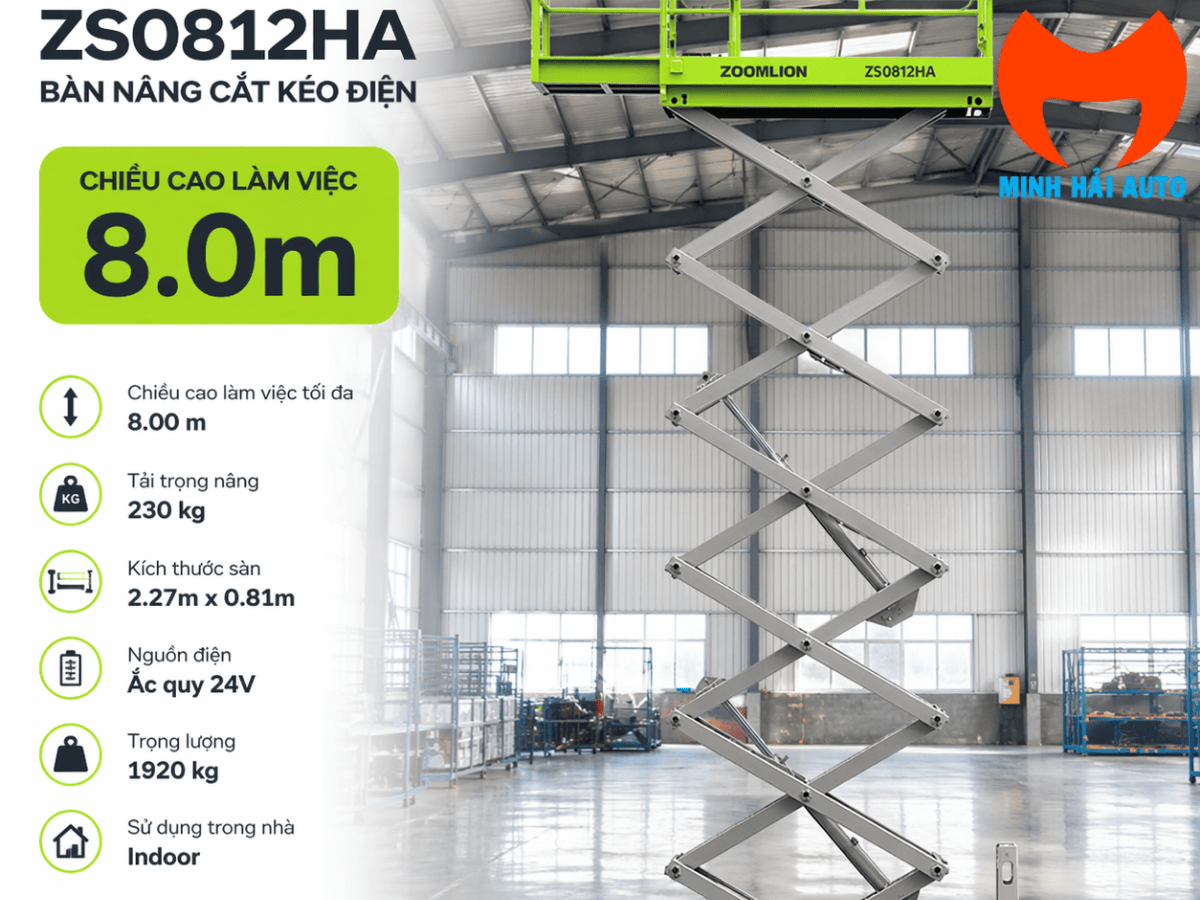 Xe nâng người cắt kéo Zoomlion ZS0812HA chiều cao sàn 10m