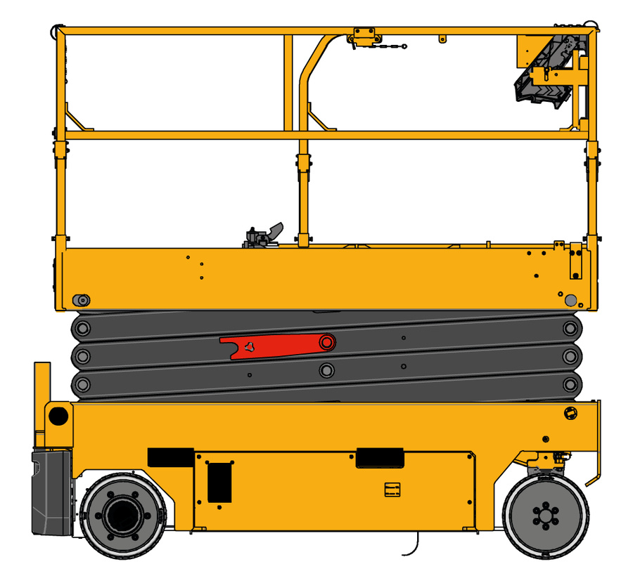Xe nâng người Haulotte COMPACT 2032 E đang làm việc hiệu quả trong một nhà xưởng có lối đi hẹp.