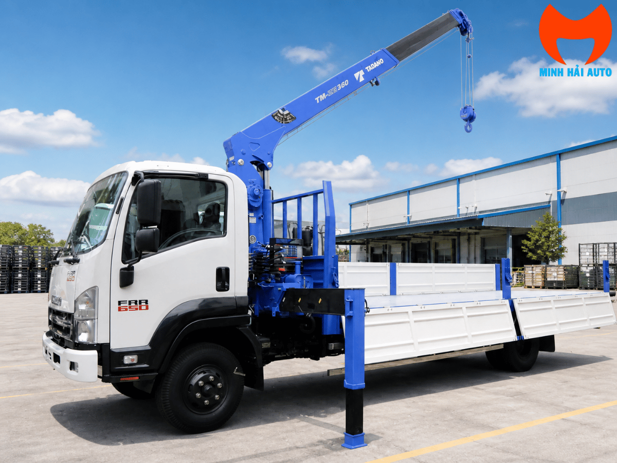 Xe tải Isuzu FRR650 gắn cẩu Tadano TM-ZE360 3 tấn có giỏ nâng người Nhật Bản 2026