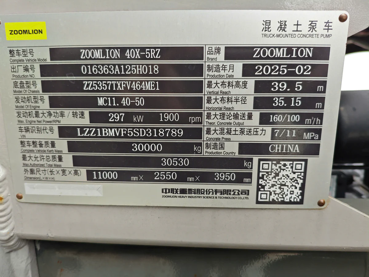 thông số kĩ thuật Zoomlion 40X-5RZ