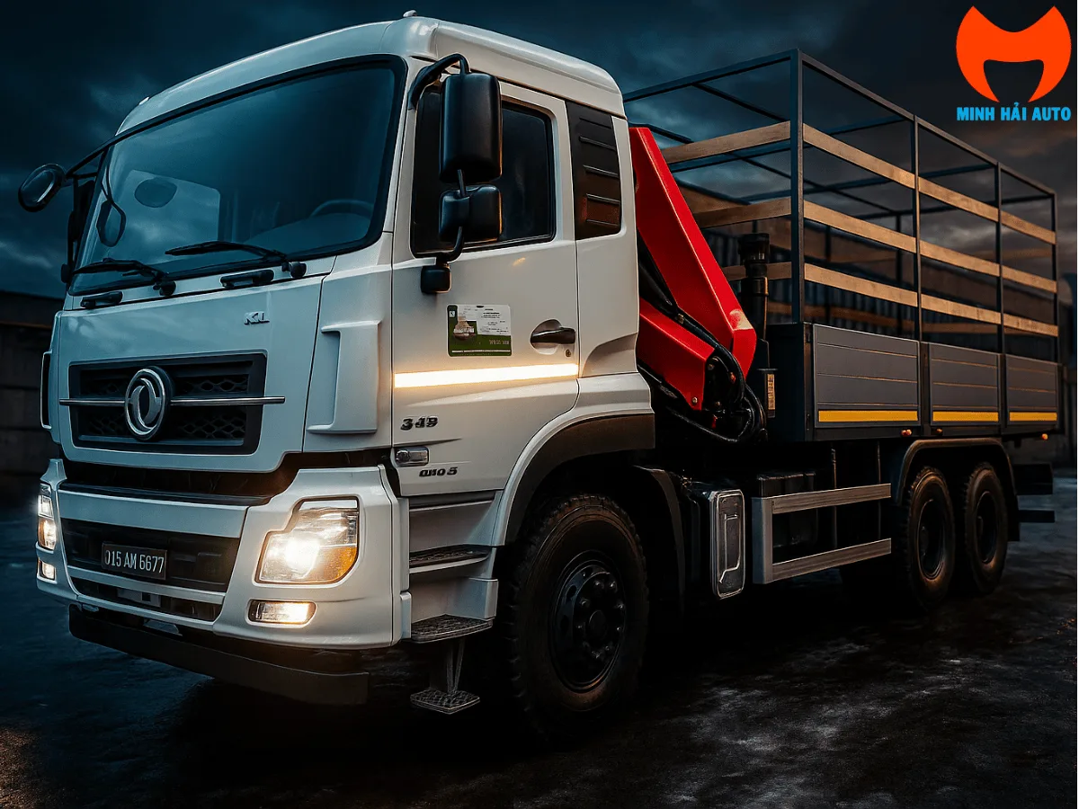 Xe tải Dongfeng DFH 3330 6x4 gắn cẩu Palfinger PK 16002 góc 3/4