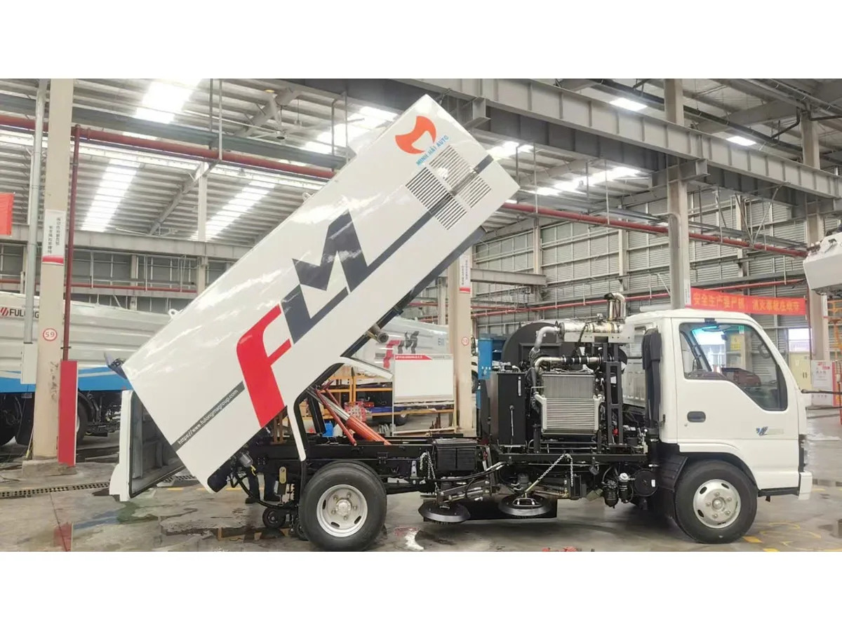 Xe quét đường Fulongma nâng thùng để đổ rác
