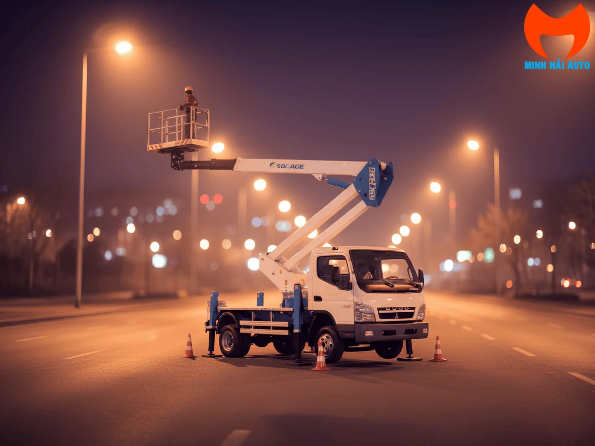 Thiết bị nâng người Socage phục vụ công việc chiếu sáng