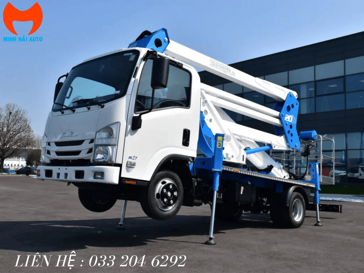 Hình sản phẩm xe nâng người Socage 20m cần đối chiếu tem model