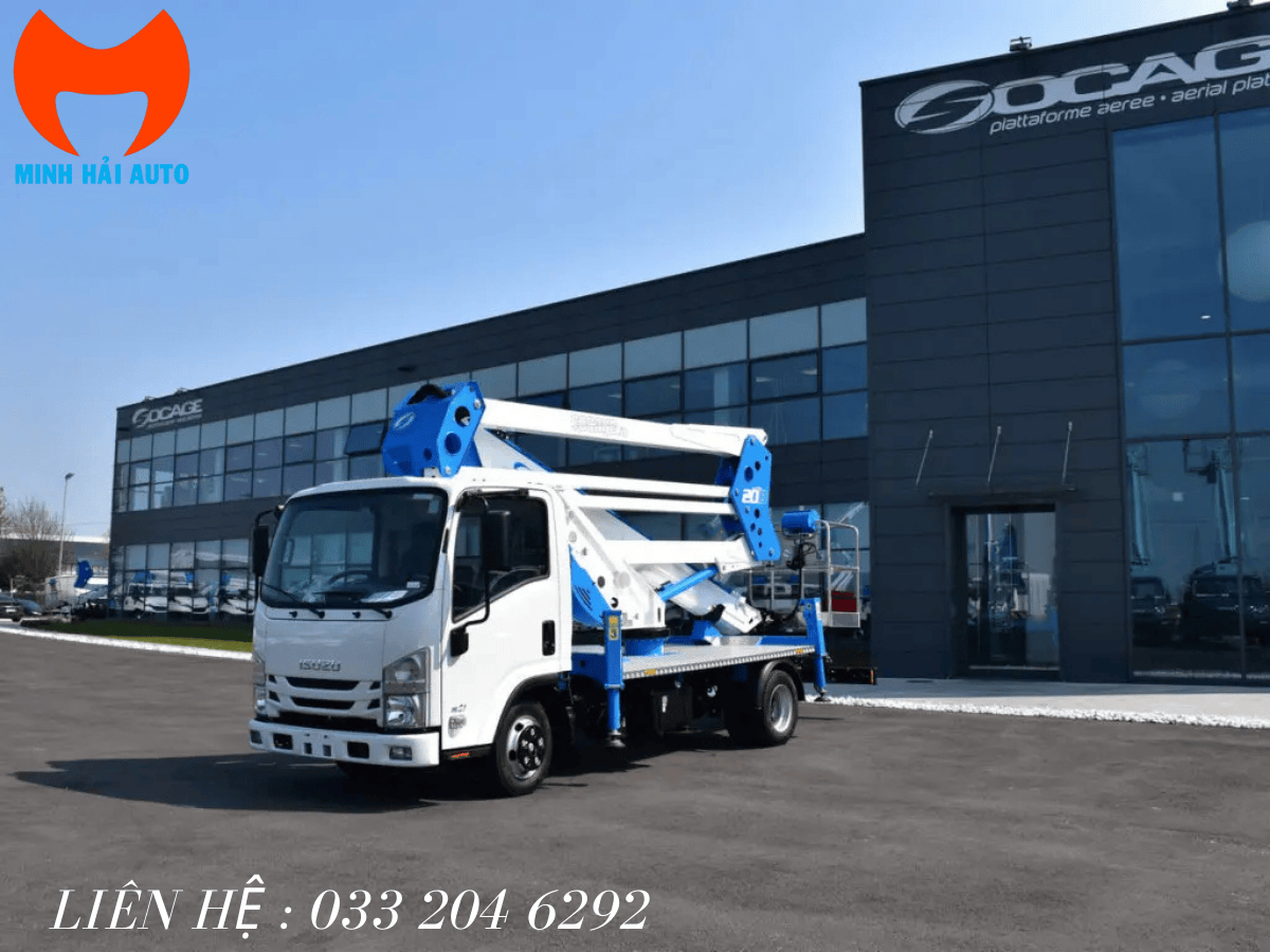 Hình xe nâng người Socage 20m phục vụ đối chiếu hồ sơ trước khi mua