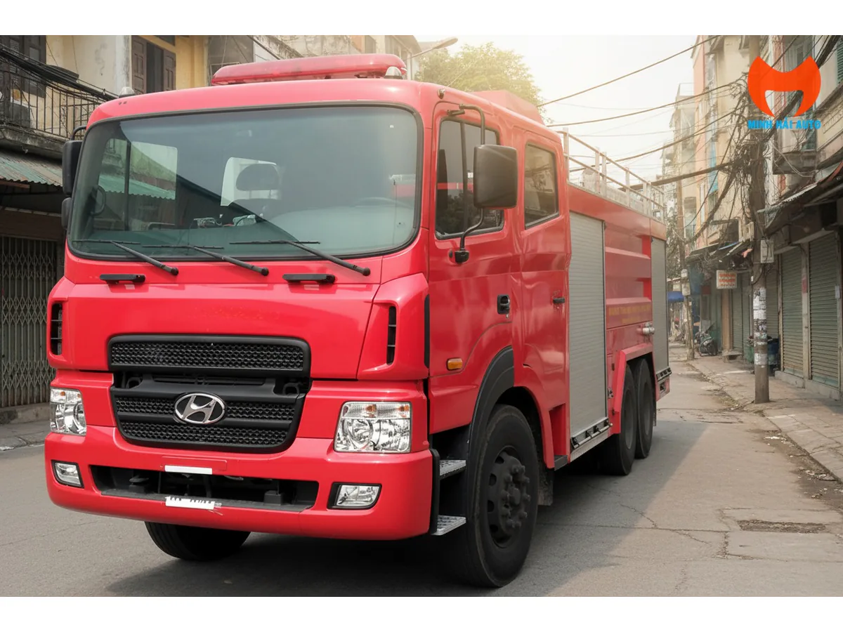 Xe cứu hỏa Hyundai HD260 10 khối nhìn từ phía trước