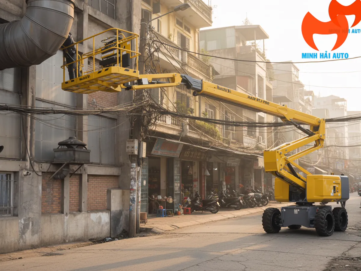 Xe Nâng Người Boom Lift: Khớp Gập Và Ống Lồng