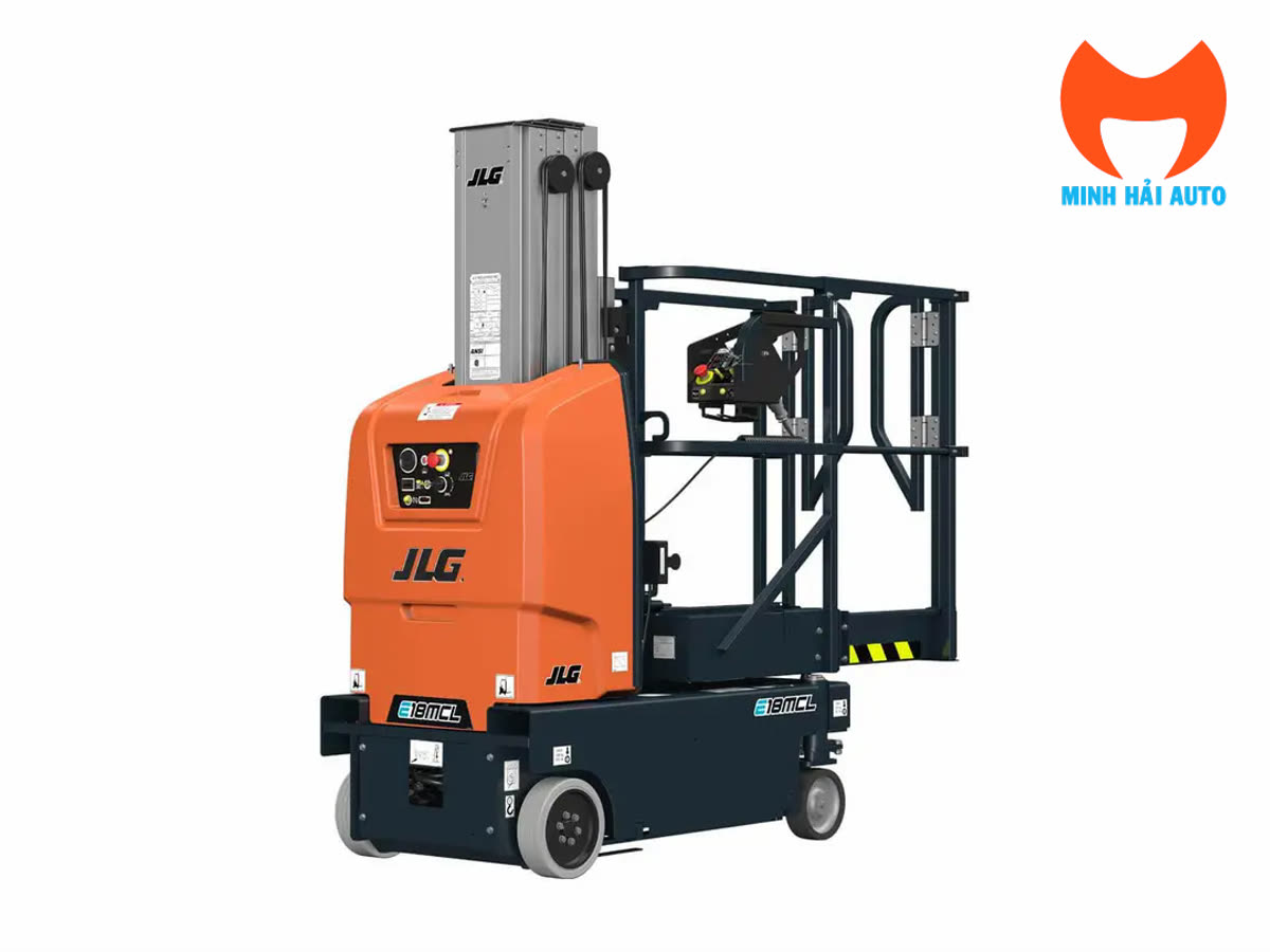 Xe nâng người cột dọc có thân máy gọn dùng trong lối đi hẹp