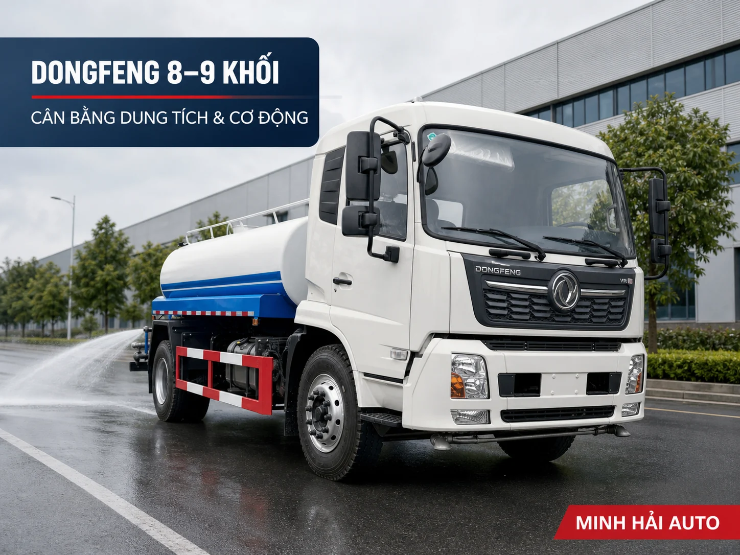 Xe phun nước rửa đường Dongfeng 8 đến 9 khối có overlay