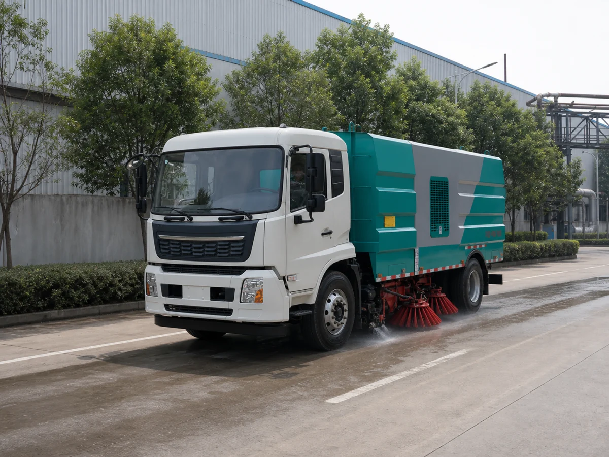 Xe quét đường Dongfeng 12 khối quét hút bụi và phun nước giảm bụi