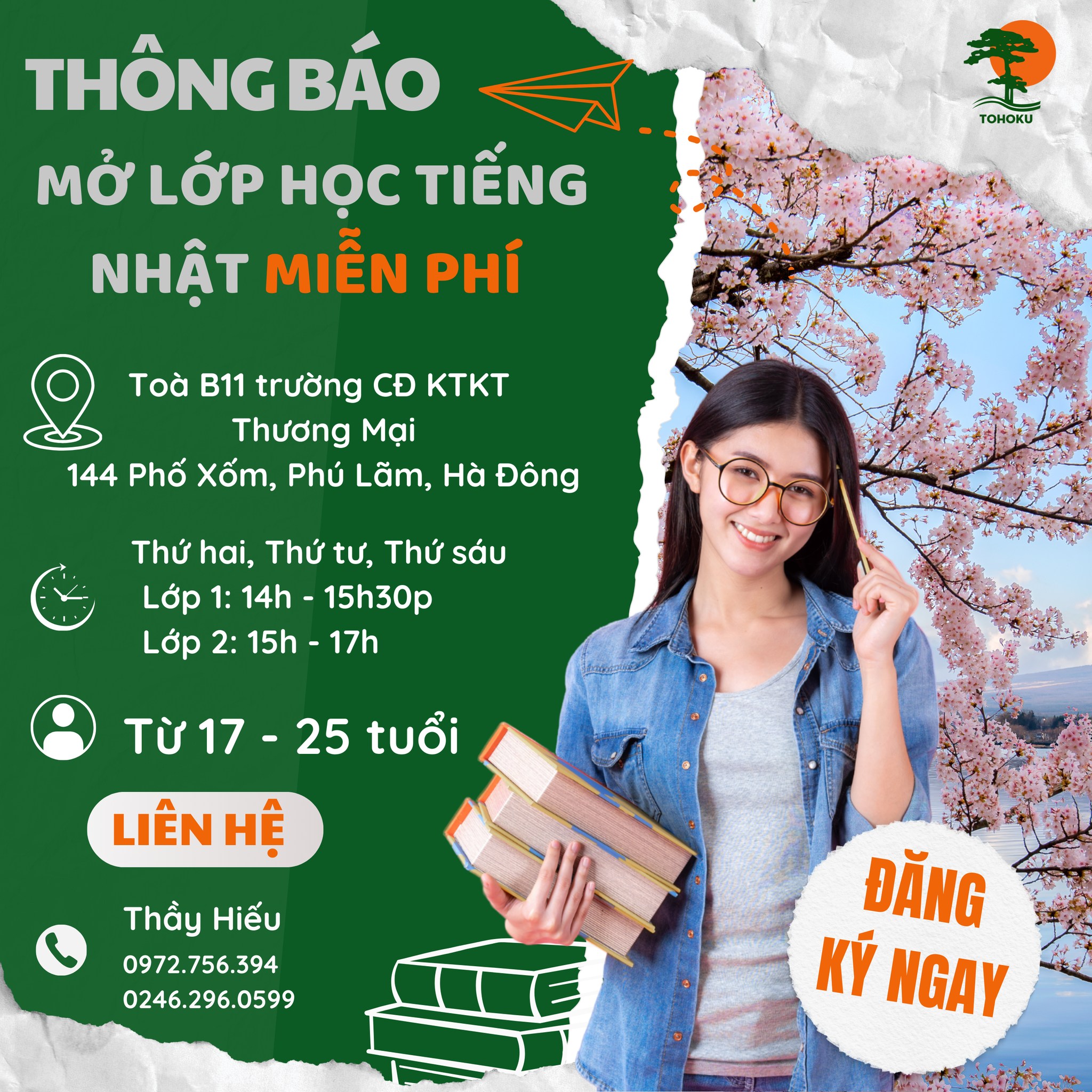 THÔNG BÁO MỞ LỚP HỌC TIẾNG NHẬT MIỄN PHÍ