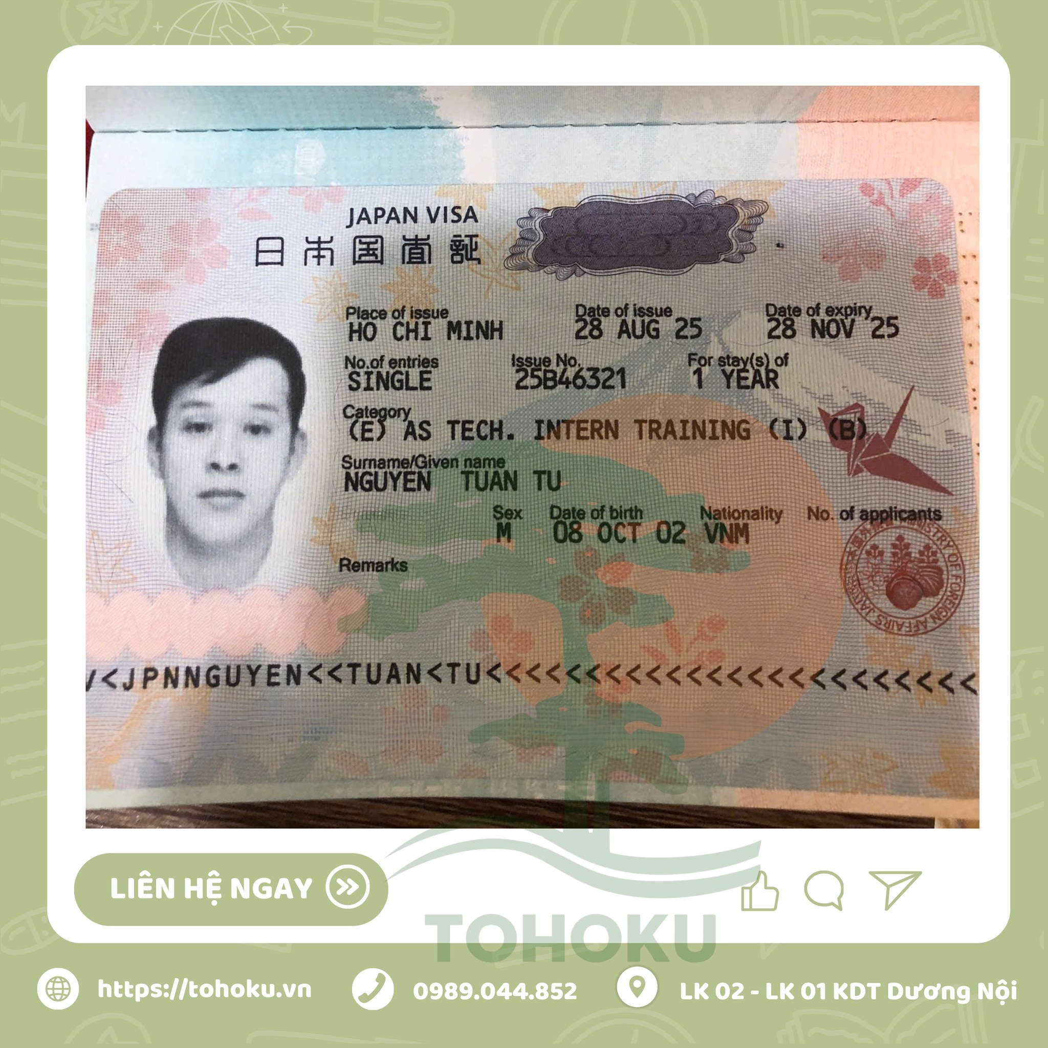 Chúc mừng 02 học viên Tohoku Sông Đà chính thứcnhận Visa Nhật Bản