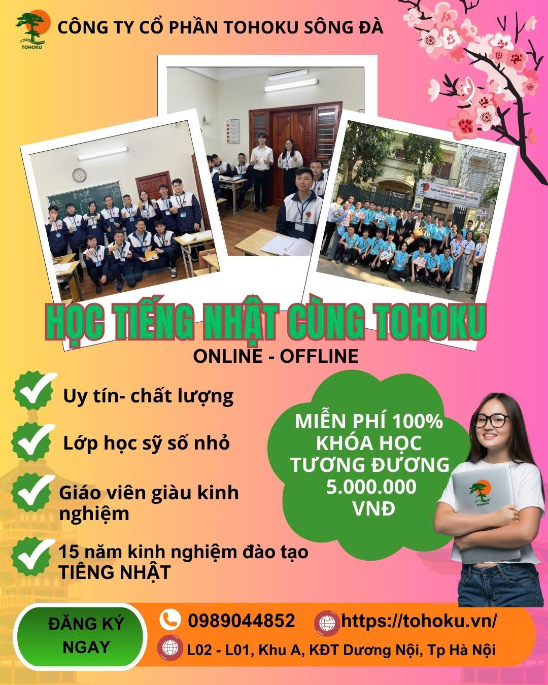 HỌC TIẾNG NHẬT MIỄN PHÍ CÙNG TOHOKU - ƯU ĐÃI CỰC HẤP DẪN TƯƠNG ĐƯƠNG VỚI KHÓA HỌC TRỊ GIÁ 5.000.000 VNĐ