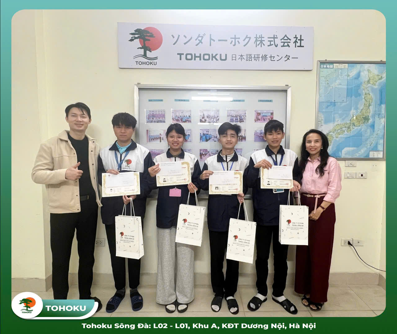 [10.12.2025] - TẶNG QUÀ CHỨNG CHỈ N5 CHO 04 BẠN HỌC VIÊN TOHOKU