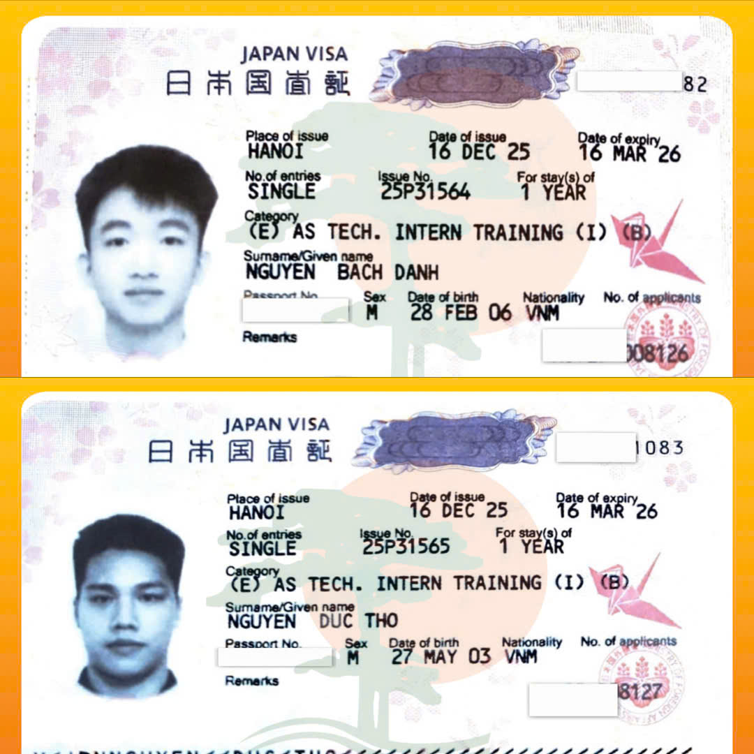 [ 25.12.2025- THÔNG BÁO VISA]: CHÚC MỪNG 02 HỌC VIÊN - NGUYỄN BÁCH DANH VÀ NGUYỄN ĐỨC THỌ ĐÃ CÓ VISA