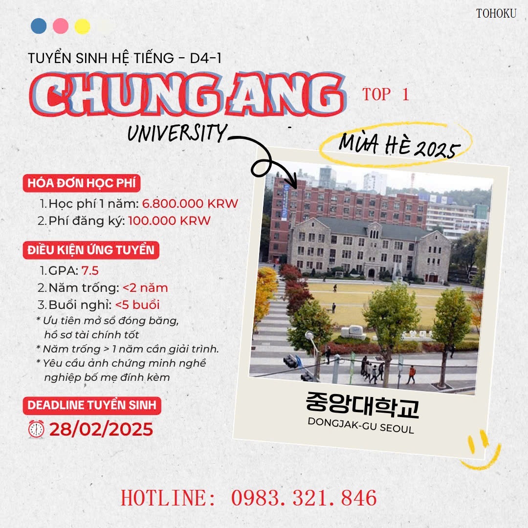 THÔNG BÁO TUYỂN SINH TRƯỜNG ĐẠI HỌC CHUNGANG KỲ THÁNG 6/2025