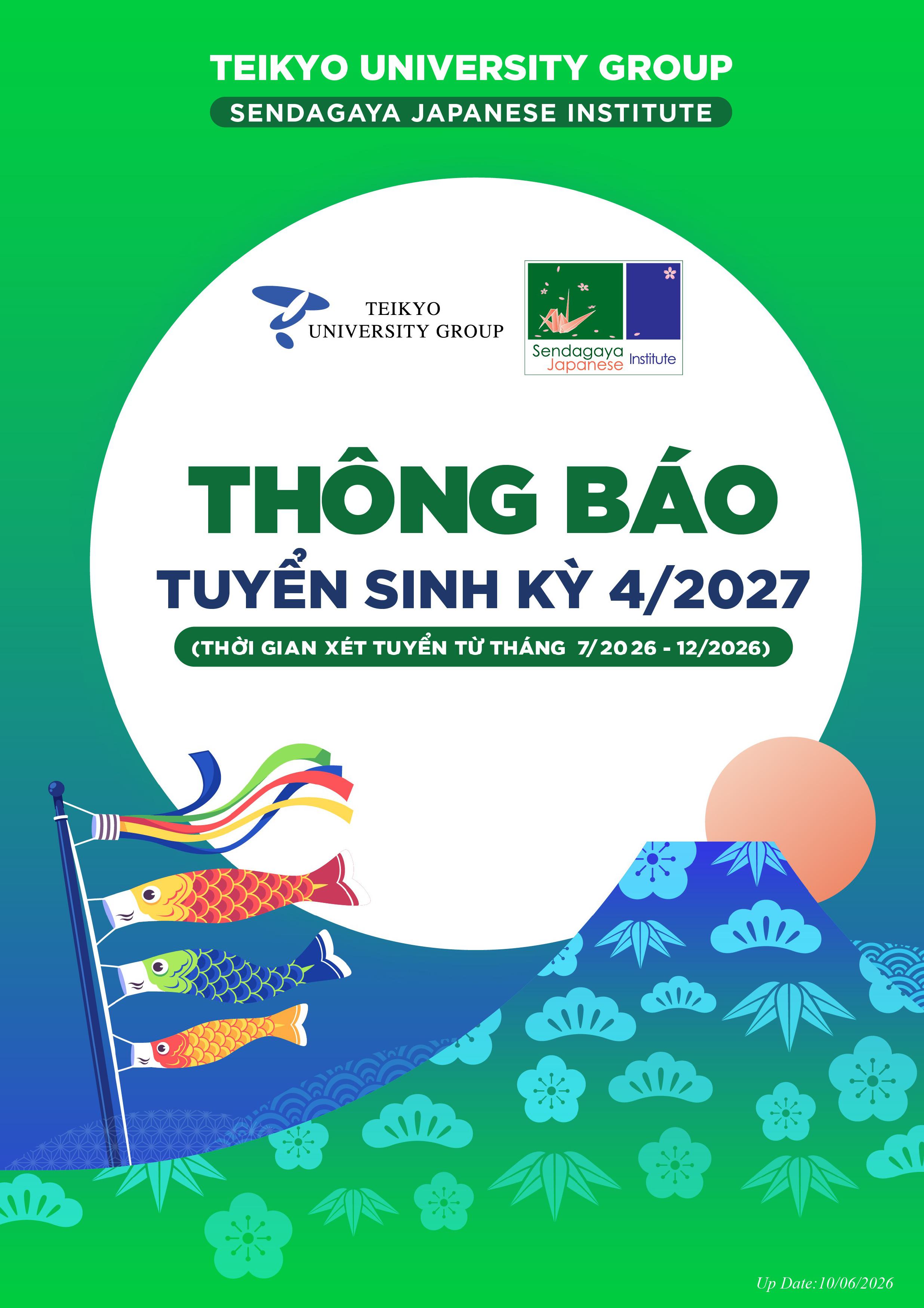 [TUYỂN SINH KỲ THÁNG 4/2027] TRƯỜNG NHẬT NGỮ SENDAGAYA