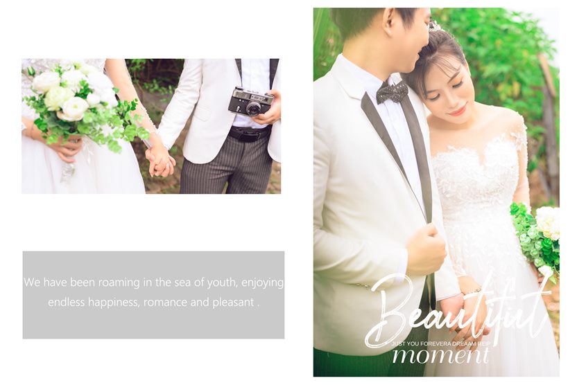 Chụp hình cưới lãng mạn tại phim trường Santorini Park Yên Sở: cặp Trung - Vui