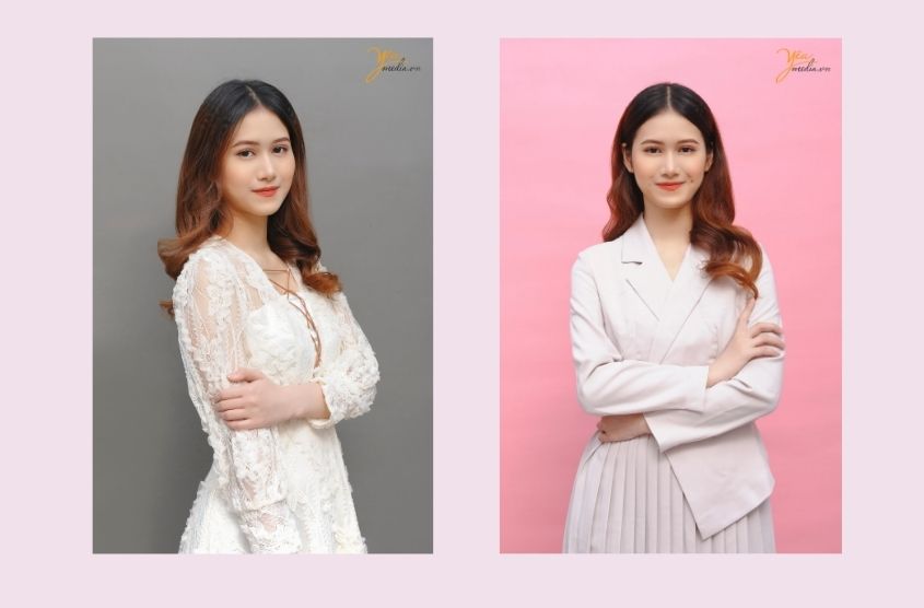 Chụp ảnh cho nữ MC Thu Trang trong studio Hà Nội