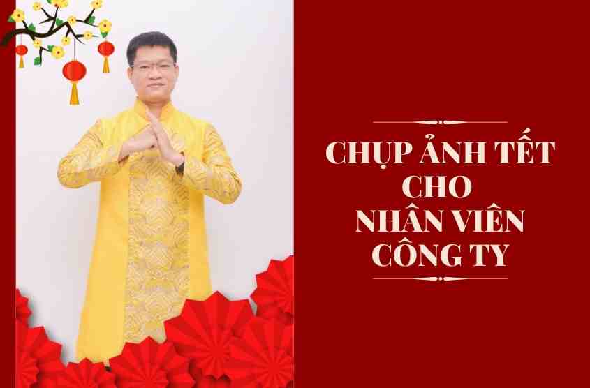 Chụp ảnh áo dài Tết cho nhân viên công ty trong studio