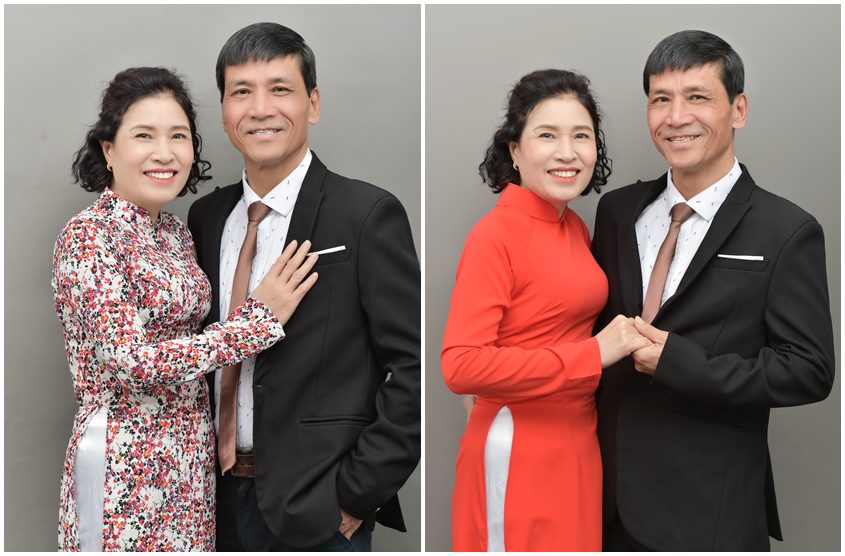 Chụp ảnh gia đình kỷ niệm 30 năm ngày cưới ở Hà Nội của hai cô chú trong studio