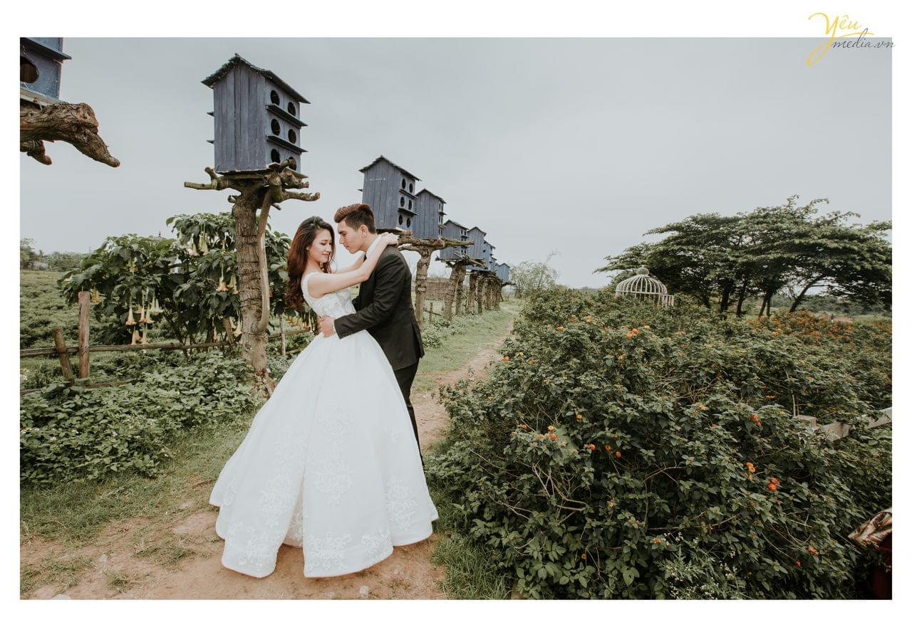 ảnh cưới đẹp chụp cạnh tổ chim tại thảo nguyên hoa long biên