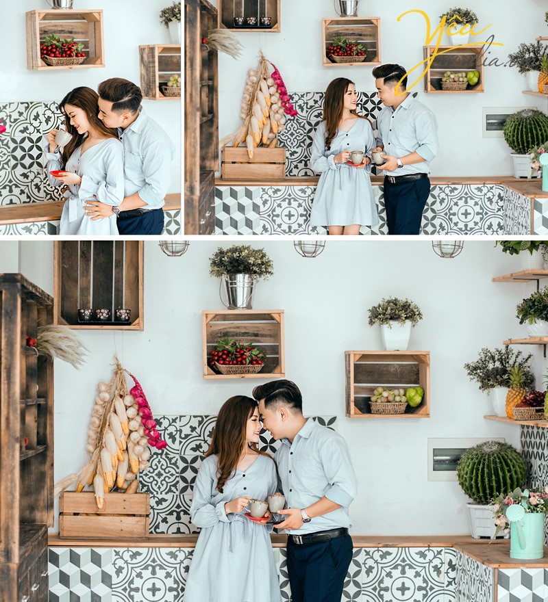 chụp ảnh cưới phong cách giản dị đời thường trong nhà bếp đẹp