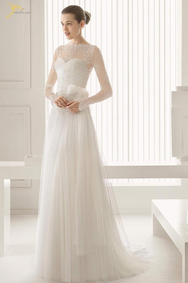 Mê mẩn BST váy cưới vai ngang giúp cô dâu che khuyết điểm bắp tay to   CAMILE BRIDAL