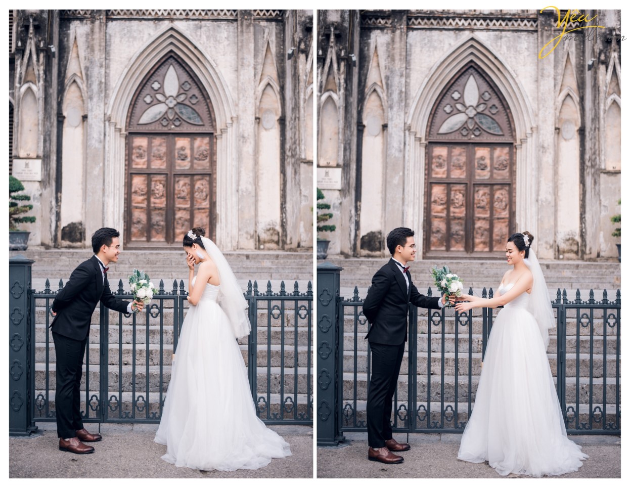 Hà Nội hiện nay trở thành một trong những thành phố thu hút rất nhiều các đôi bạn trẻ tìm đến để ghi lại những khoảnh khắc lãng mạn và hạnh phúc nhất trong cuộc đời. Mỗi khi mùa cưới đến, đặc biệt là khi tiết trời vào thu, bước chân ra đường vào những ngày cuối tuần , bạn không khỏi ngỡ ngàng và xao xuyến khi bắt gặp những đôi uyên ương sánh bước bên nhau chụp những tấm hình cưới đẹp nhất trong cuộc đời. Hà Nội có rất nhiều địa điểm chụp ảnh cưới đẹp,mỗi điểm đến có những vẻ đẹp đặc trưng khác nhau.  Đối với những cặp đôi không có nhiều thời gian dành cho bộ ảnh cưới, bạn không muốn đi xa nhưng vẫn muốn có bộ ảnh cưới đẹp lung linh, phong phú về cảnh sắc và đặc biệt lưu giữ lại câu chuyện tình yêu của hai người thì hãy để Yêu Media gợi ý bạn những địa điểm chụp ảnh cưới đẹp nhất tại Hà Nội thông qua cuốn album của cặp đôi Thắng - Trang nhé!