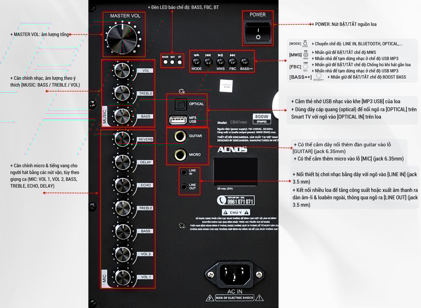Loa Kéo Acnos Cb41neo | Chính Hãng Acnos | Bảo Hành 12 Tháng