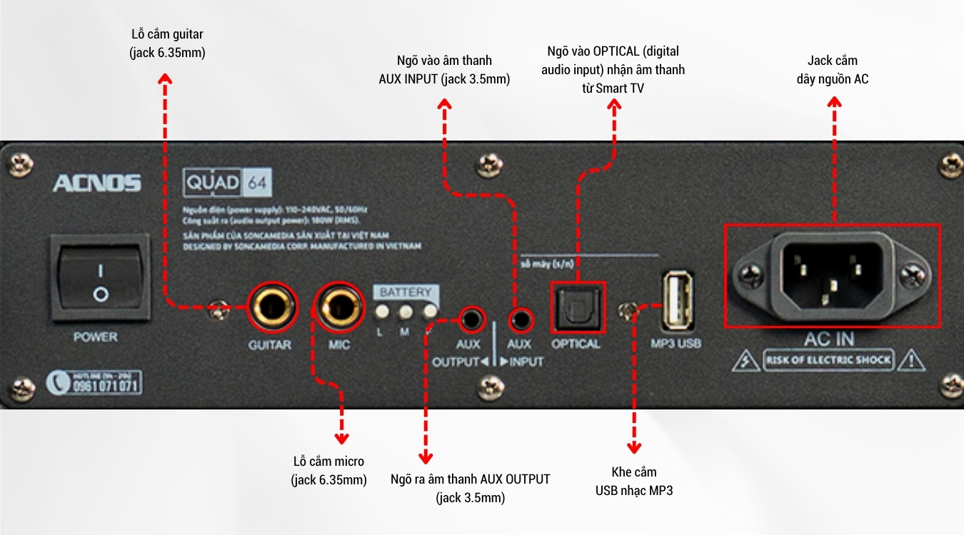 Loa Xách Tay ACNOS QUAD 64 | Chính Hãng Acnos | Bảo Hành 12 Tháng