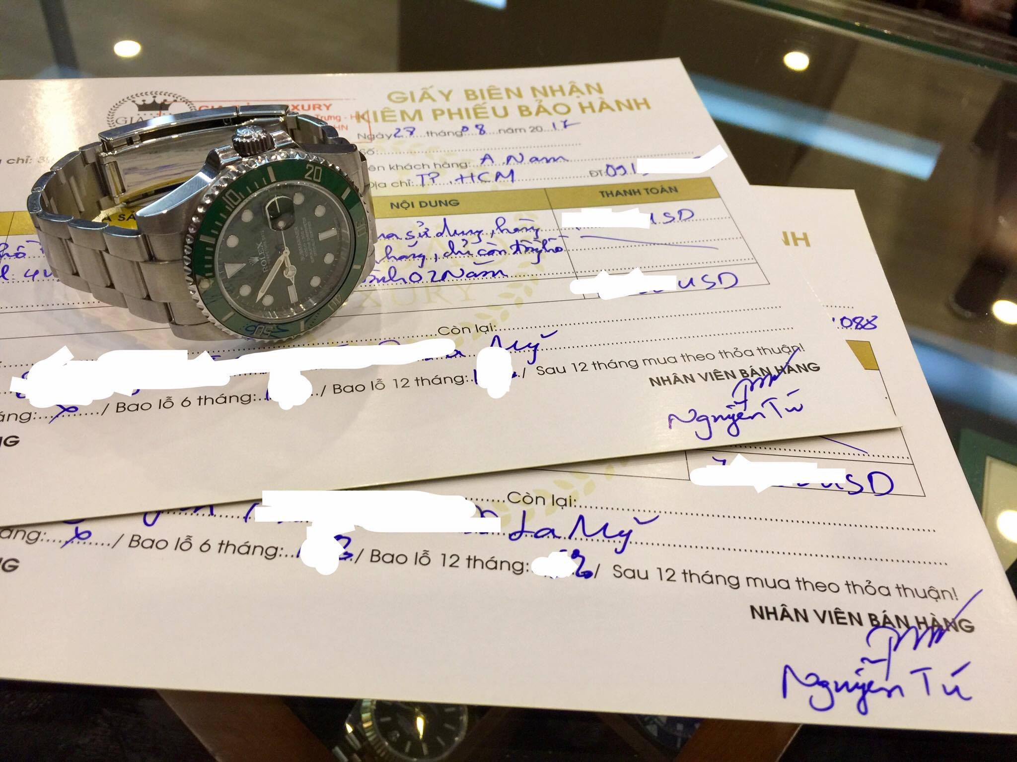 Lời cám ơn tới khách hàng - Anh Nam ở thành phố Hồ Chí Minh giao lưu đồng hồ Rolex Submariner Hulk 116610lv