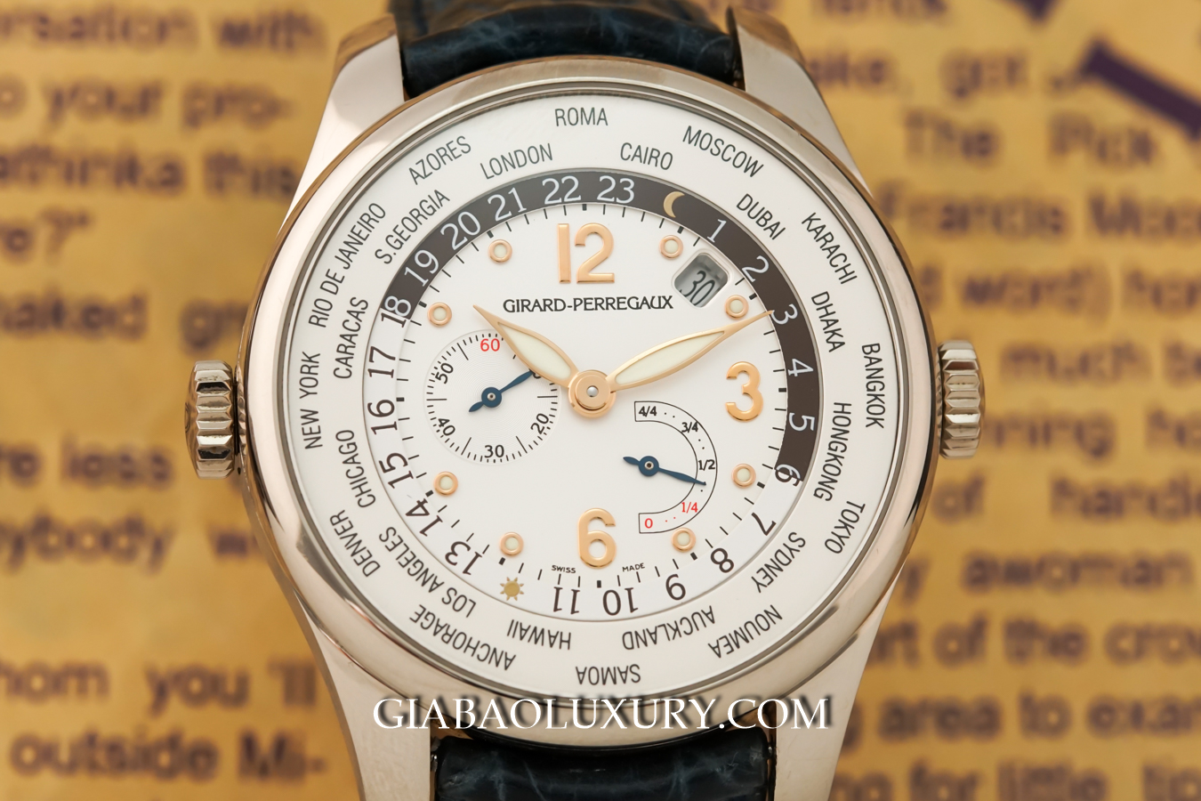 Review đồng hồ Girard Perregaux World Time Power Reserve Vàng Trắng