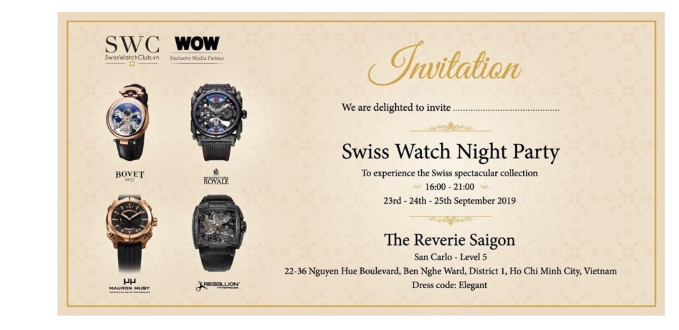 Sự kiện Swiss Watch Night Party (25/9/2019)