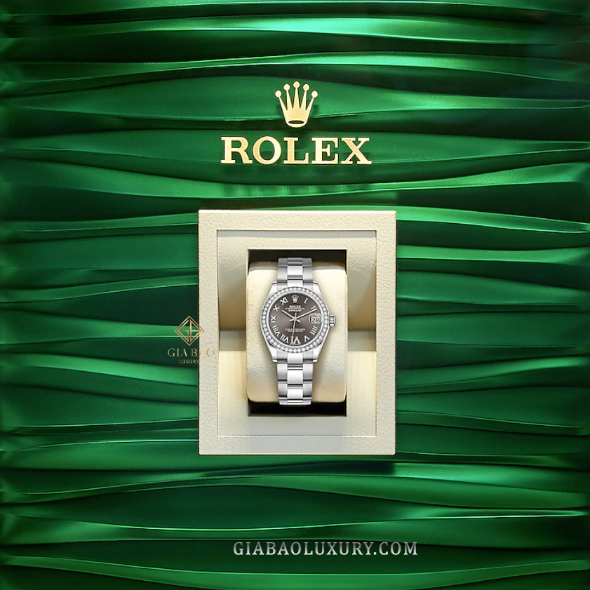 Đồng Hồ Rolex Datejust 31 278384RBR Mặt Số Xám Cọc Số La Mã Đính Kim Cương Dây Đeo Oyster