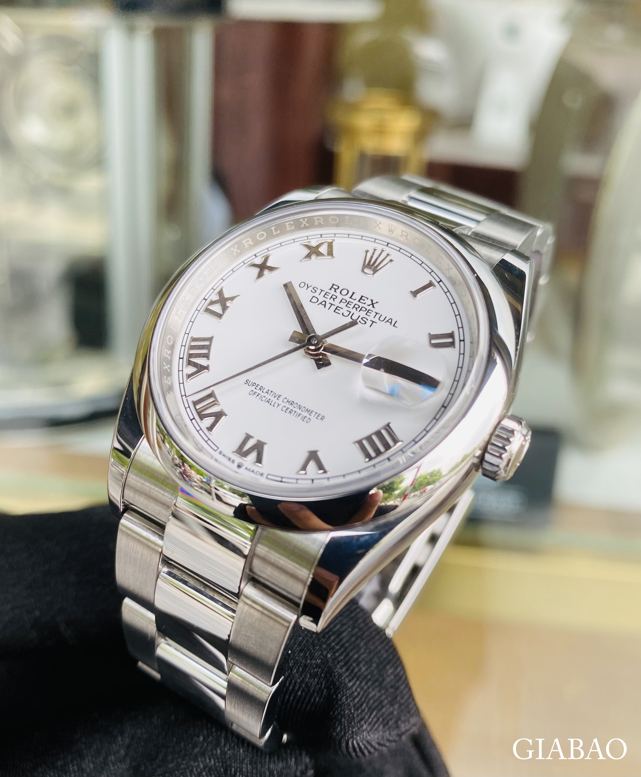 Đồng Hồ Rolex Datejust 36 126200 Mặt Số Trắng Cọc Số La Mã Dây Đeo Oyster