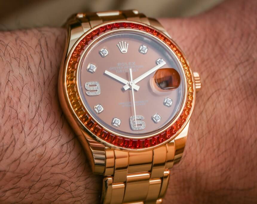 Đồng hồ Rolex Datejust Pearlmaster 86348 Mặt Số Màu Rượu Cognac