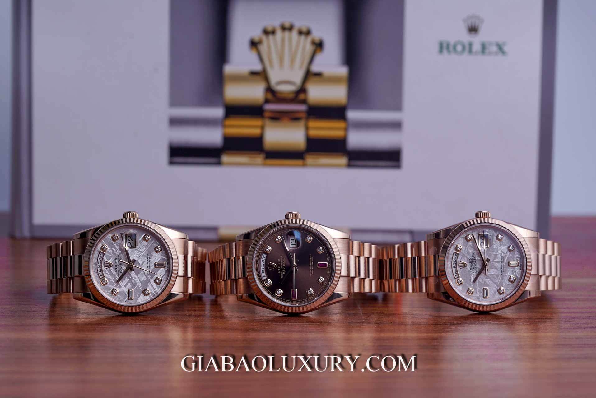 Đồng hồ Rolex Day Date 118235 Mặt Số Đá Thiên Thạch