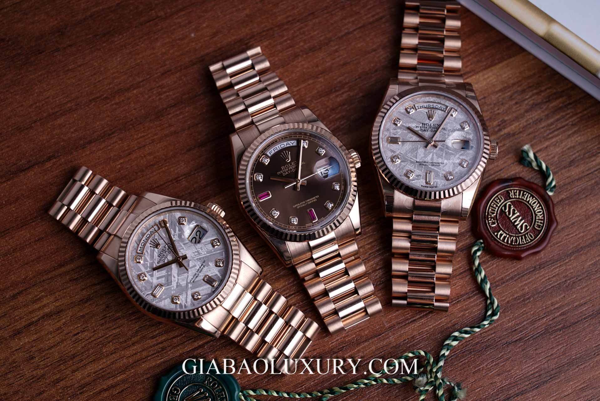 Đồng hồ Rolex Day Date 118235 Mặt Số Đá Thiên Thạch