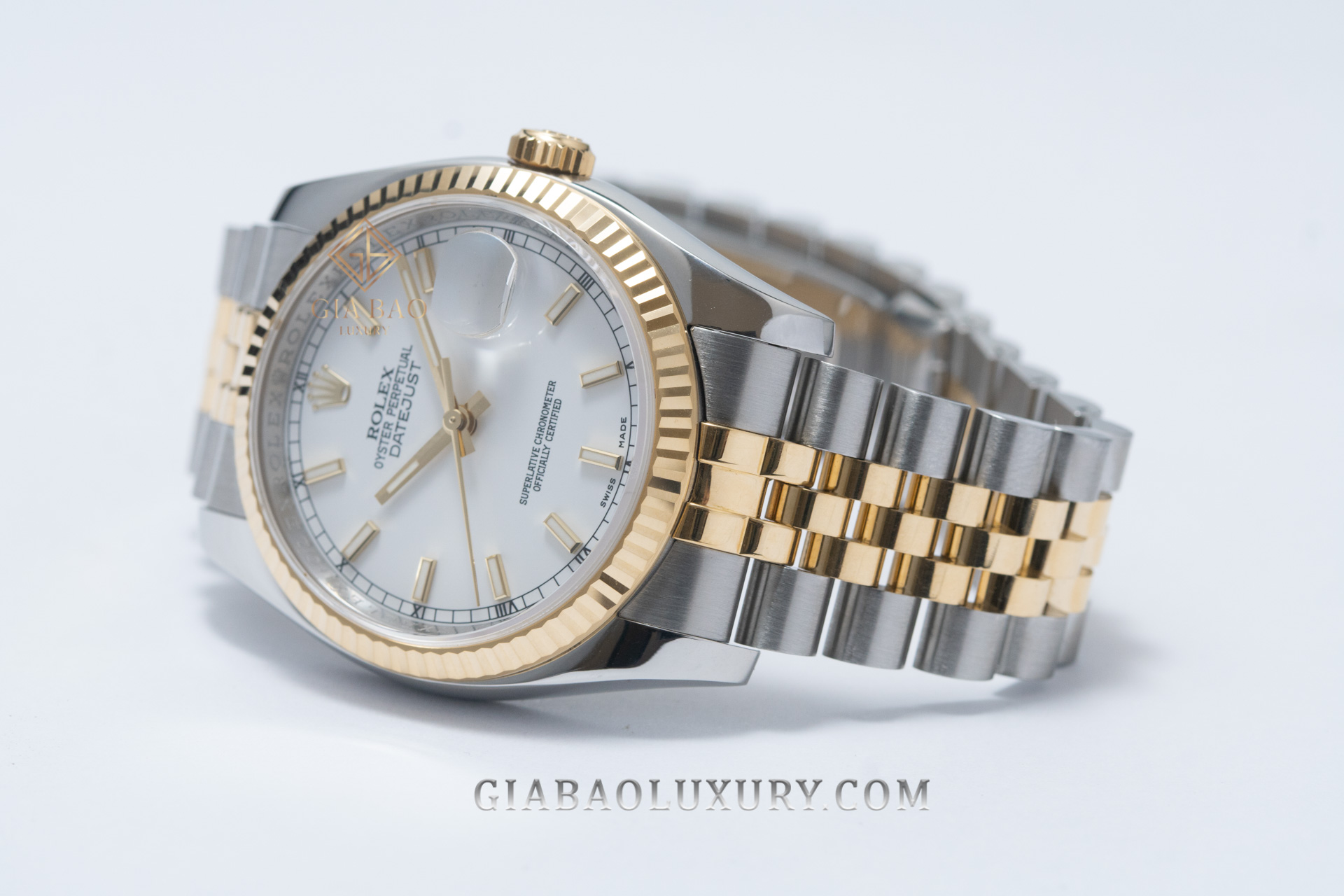 Đồng Hồ Rolex Datejust 36 116233 Mặt Số Trắng Cọc Số Dạ Quang