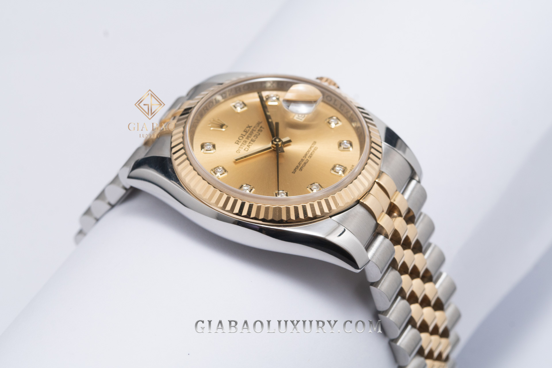 Đồng Hồ Rolex Datejust 116233 Mặt Số Vàng Champagne Nạm Kim Cương