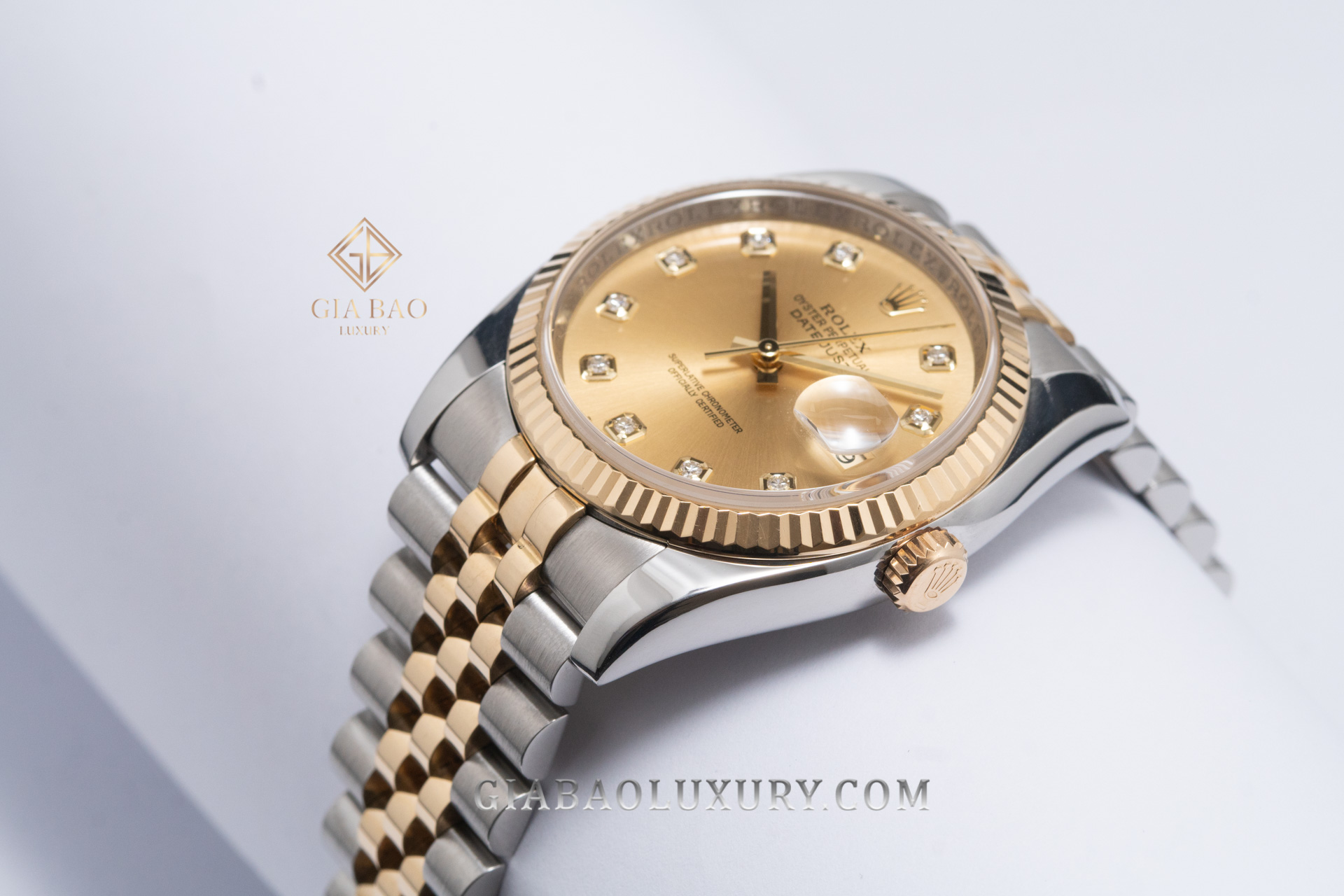 Đồng Hồ Rolex Datejust 116233 Mặt Số Vàng Champagne Nạm Kim Cương