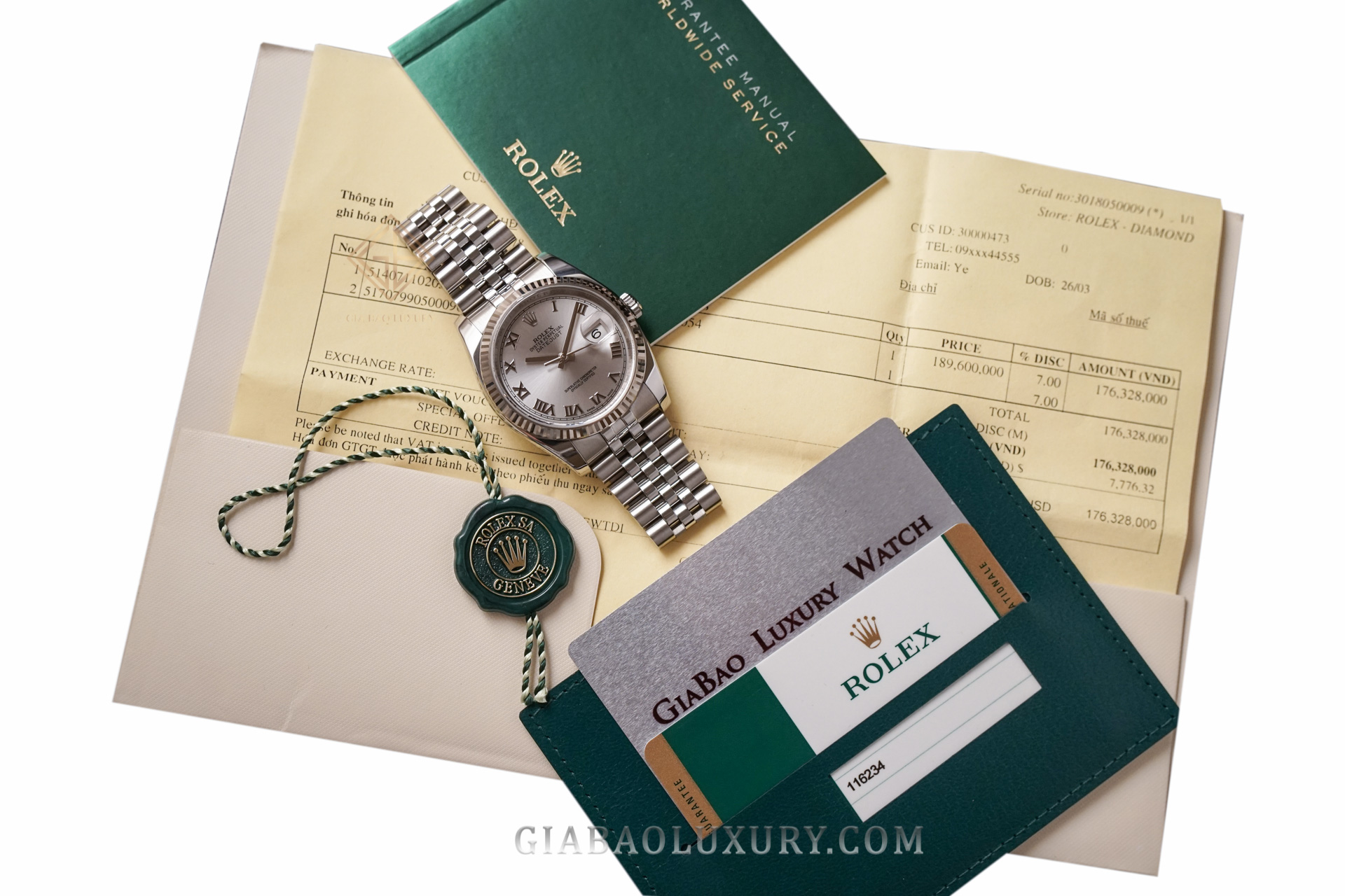 Đồng Hồ Rolex Datejust 36 116234 Mặt Số Bạc Cọc Số La Mã