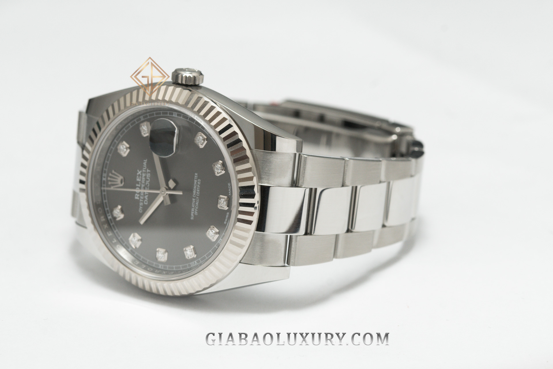 Đồng Hồ Rolex Datejust 41 126334 Mặt Số Xám Tối Nạm Kim Cương Dây Đeo Oyster