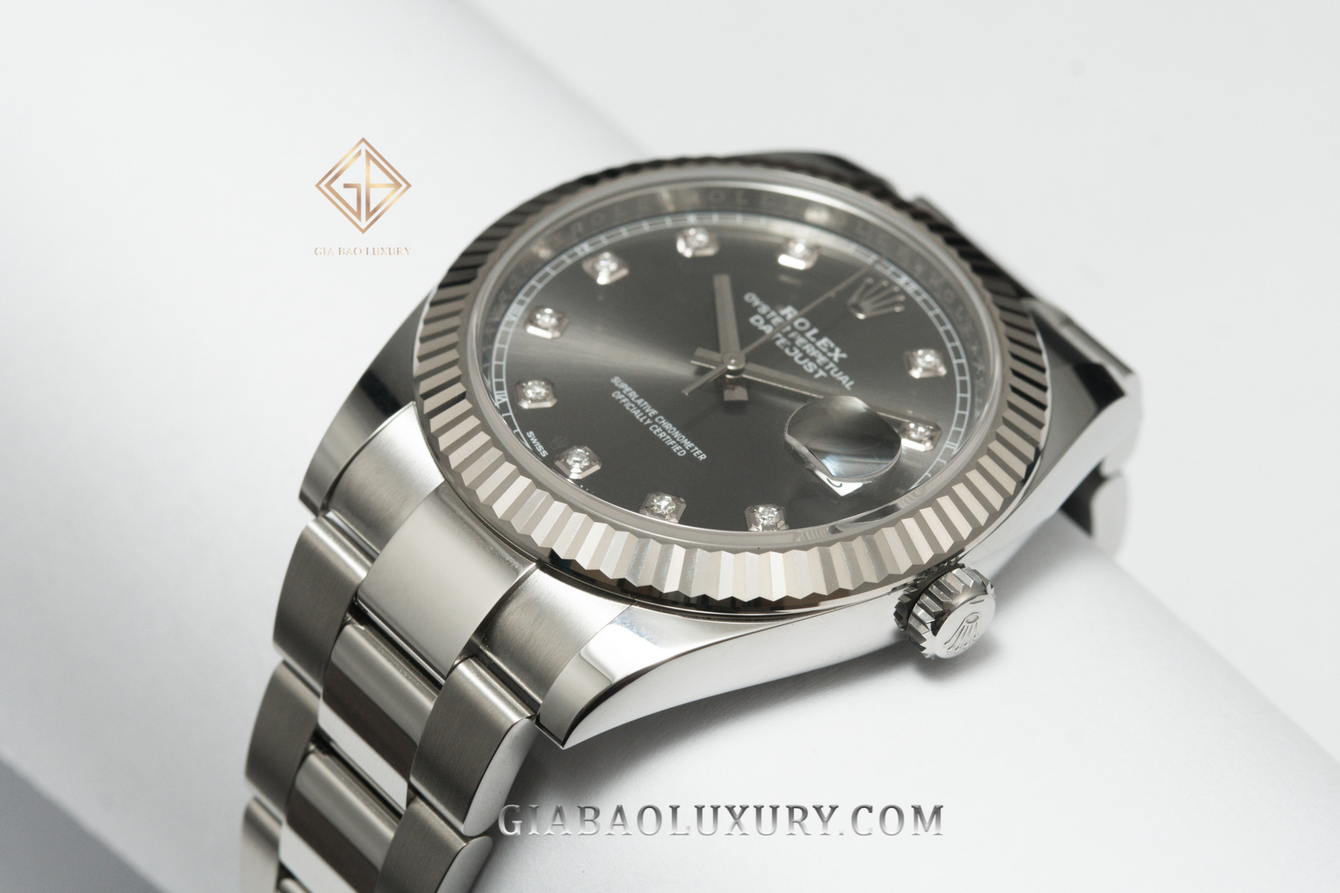 Đồng Hồ Rolex Datejust 41 126334 Mặt Số Xám Tối Nạm Kim Cương Dây Đeo Oyster