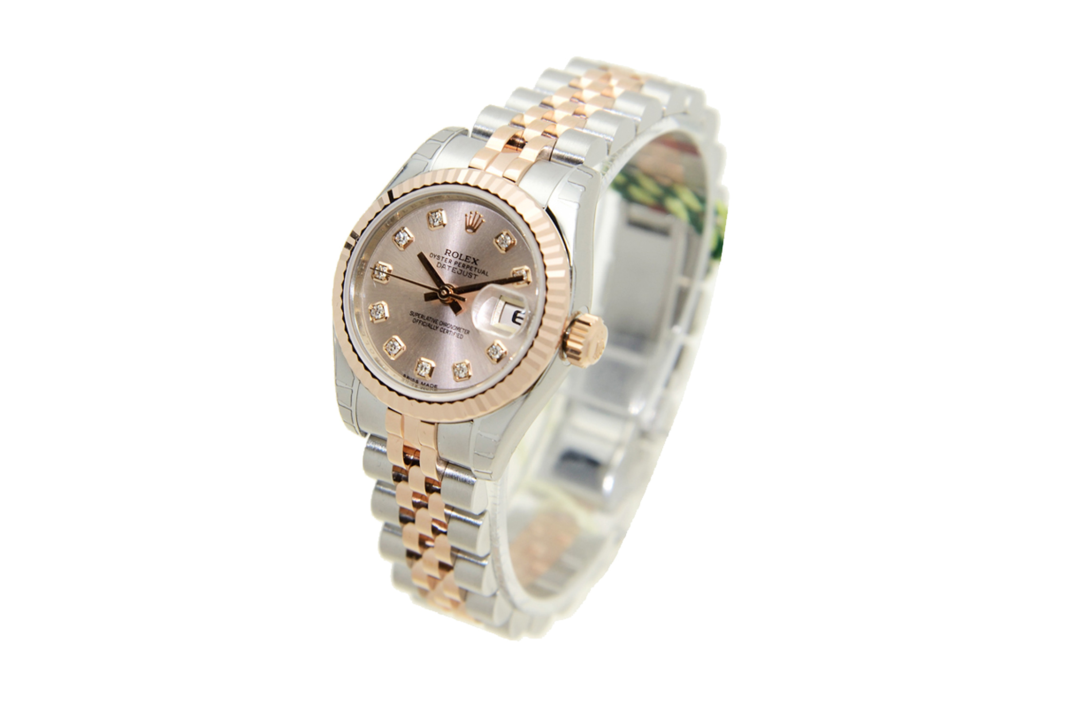 Đồng Hồ Rolex Lady-Datejust 26 179171 Mặt Số Hồng Cọc Số Kim Cương